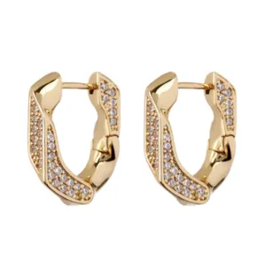 Luv AJ - Pave Cuban Link Hoops Gold Shoes_Luv-Aj-Jewellery