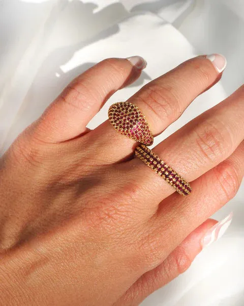 Luv AJ Pave Signet Ring Gold Ruby Red Shoes_Luv-Aj-Jewellery