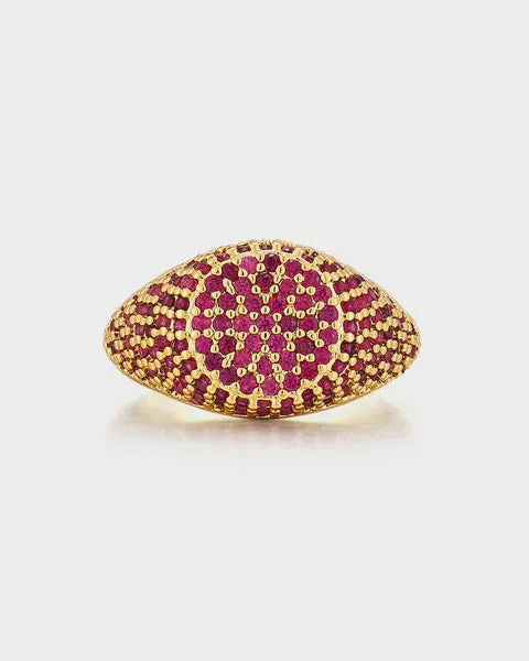 Luv AJ Pave Signet Ring Gold Ruby Red Shoes_Luv-Aj-Jewellery