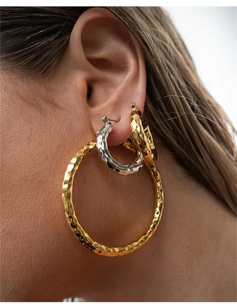 Luv Aj - Quilted Baby Amalfi Hoops Silver Shoes_Luv-Aj-Jewellery