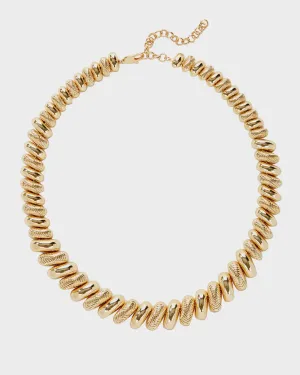 Luv AJ - Ridged Pyramid Statement Necklace Gold Shoes_Luv-Aj-Jewellery
