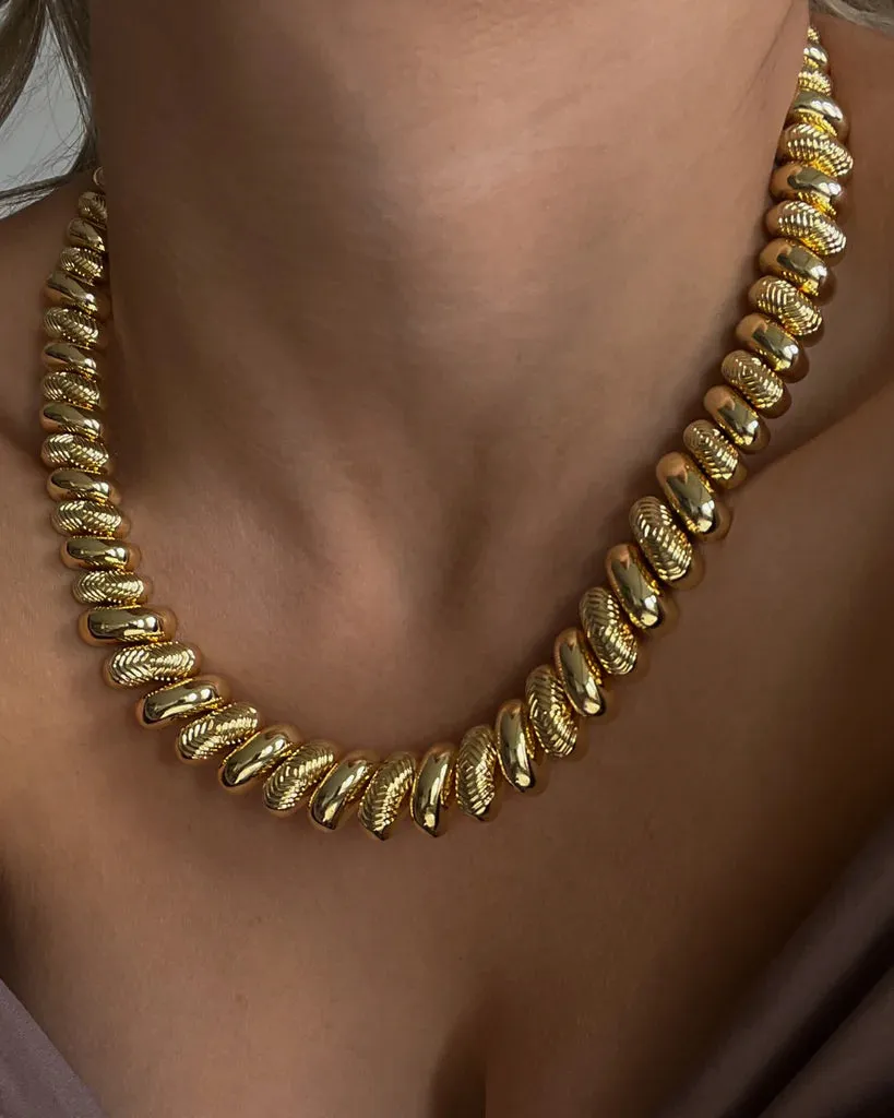 Luv AJ - Ridged Pyramid Statement Necklace Gold Shoes_Luv-Aj-Jewellery