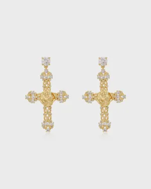Luv Aj - Rosa Cross Earrings Gold Shoes_Luv-Aj-Jewellery