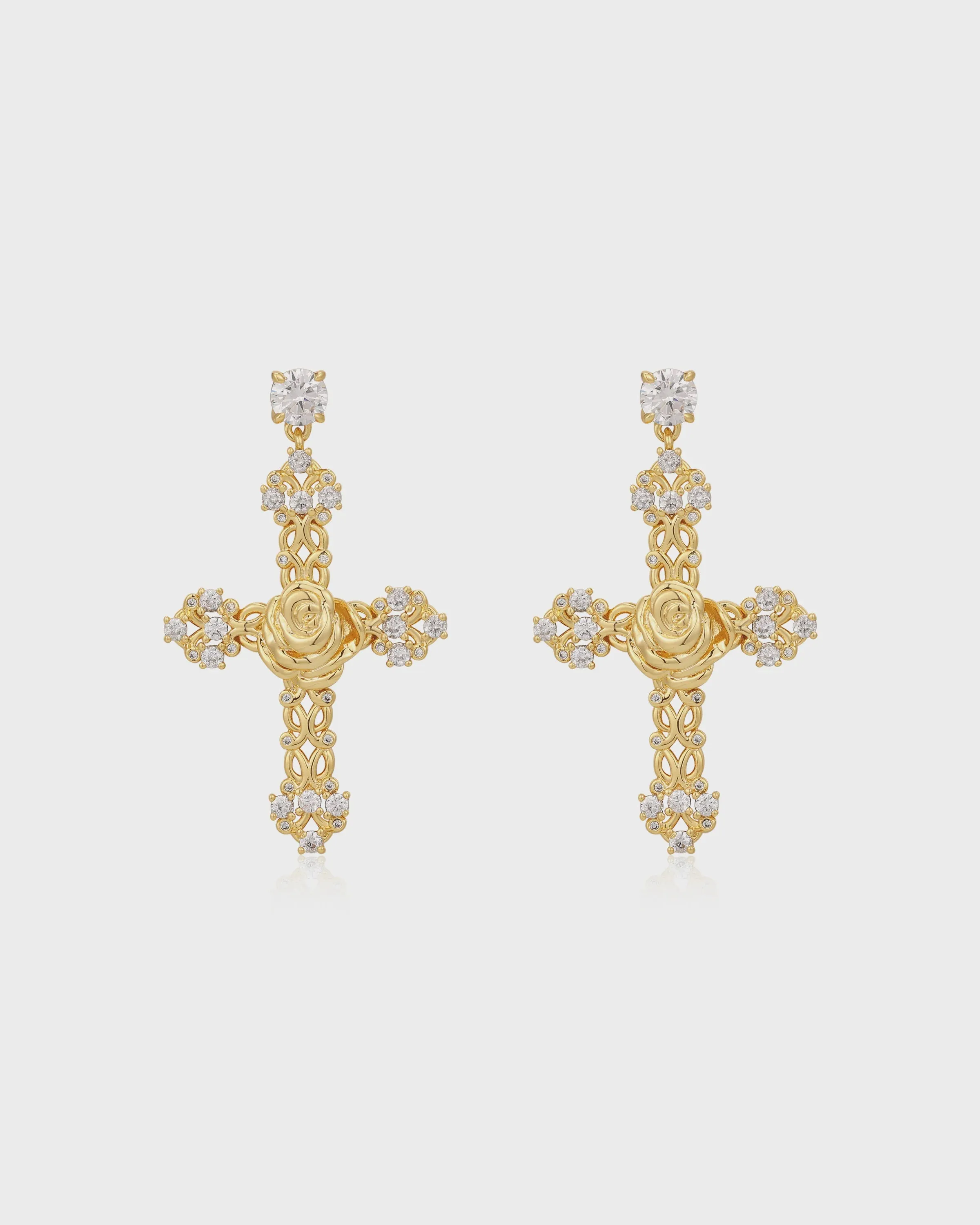 Luv Aj - Rosa Cross Earrings Gold Shoes_Luv-Aj-Jewellery