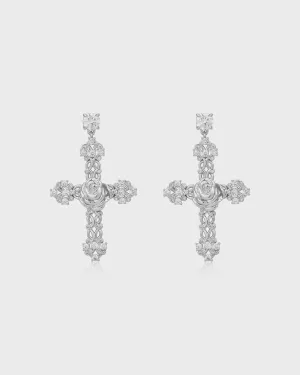 Luv Aj - Rosa Cross Earrings Silver Shoes_Luv-Aj-Jewellery