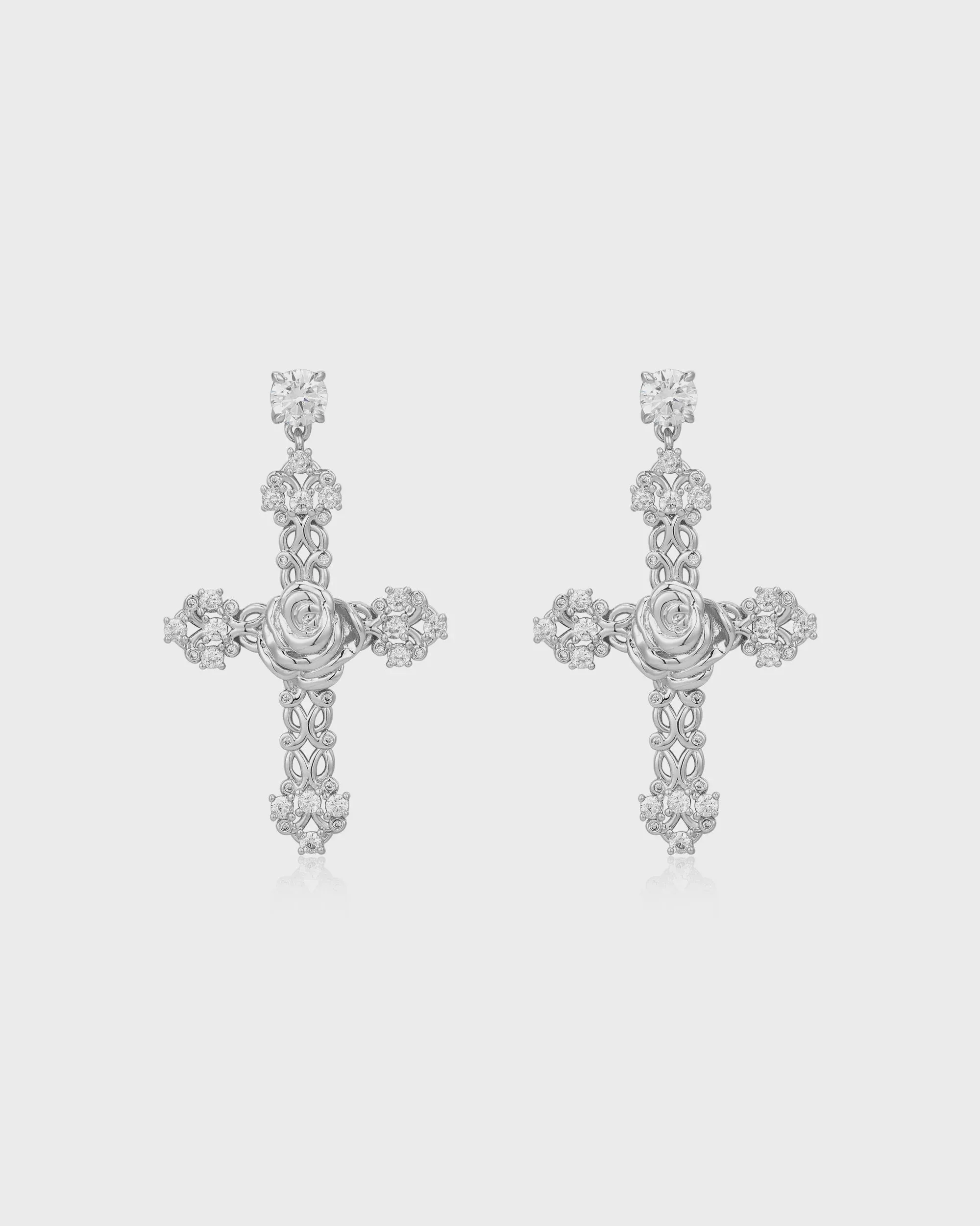 Luv Aj - Rosa Cross Earrings Silver Shoes_Luv-Aj-Jewellery