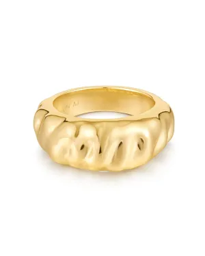 Luv AJ  The Hammered Ridged Band Ring Gold Shoes_Luv-Aj-Jewellery