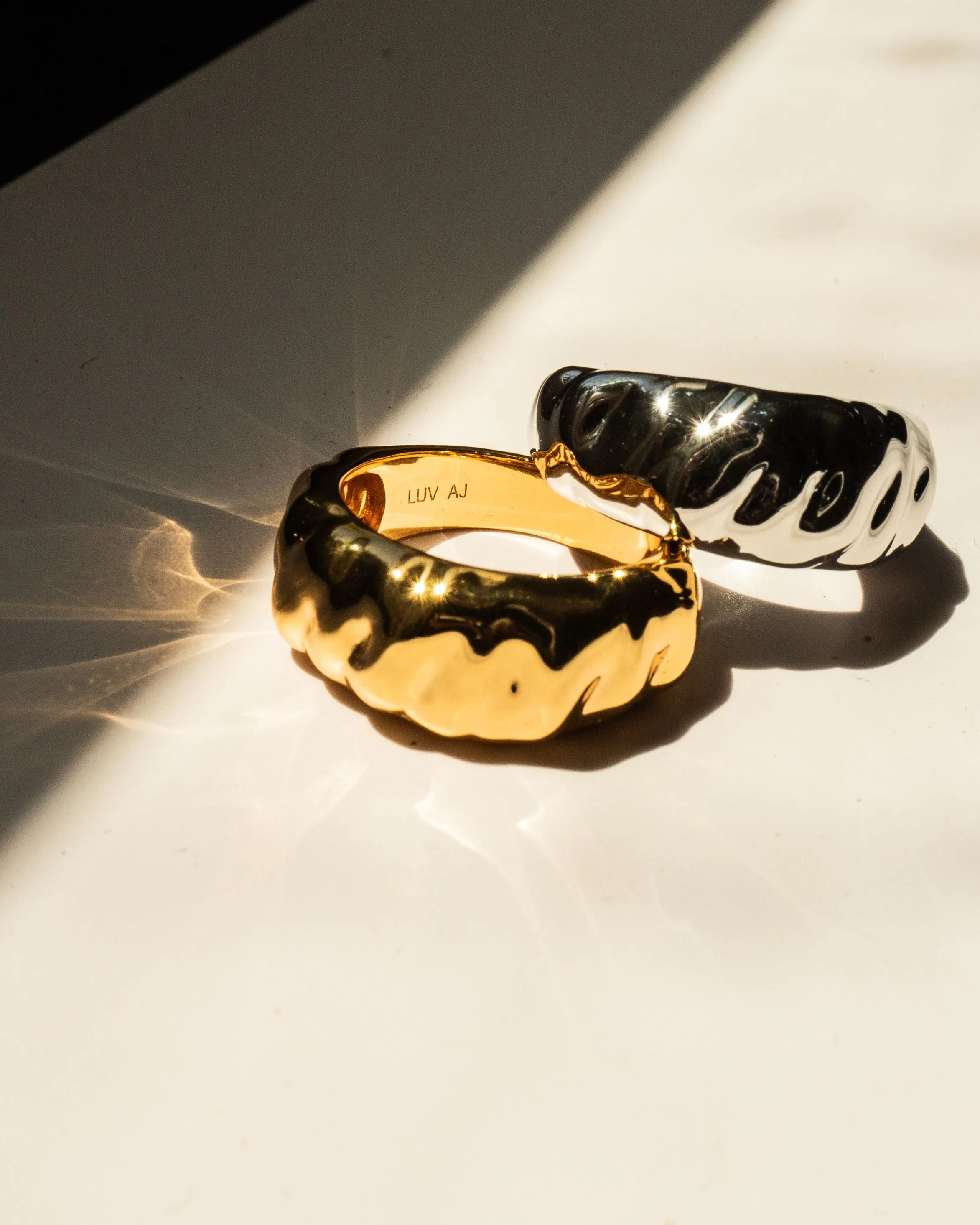 Luv AJ  The Hammered Ridged Band Ring Gold Shoes_Luv-Aj-Jewellery