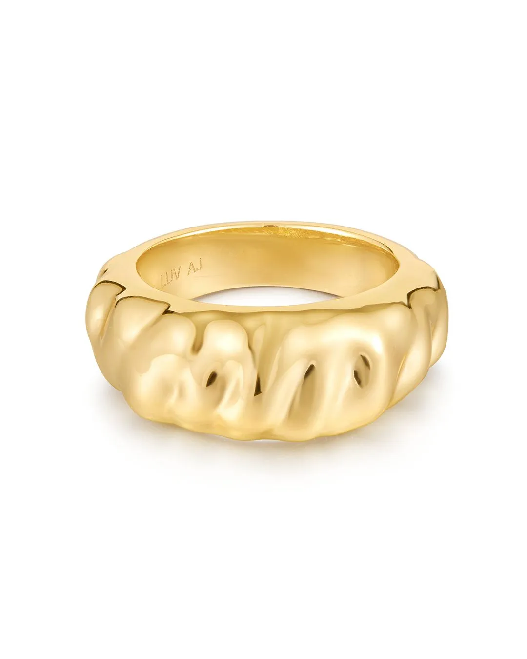 Luv AJ  The Hammered Ridged Band Ring Gold Shoes_Luv-Aj-Jewellery