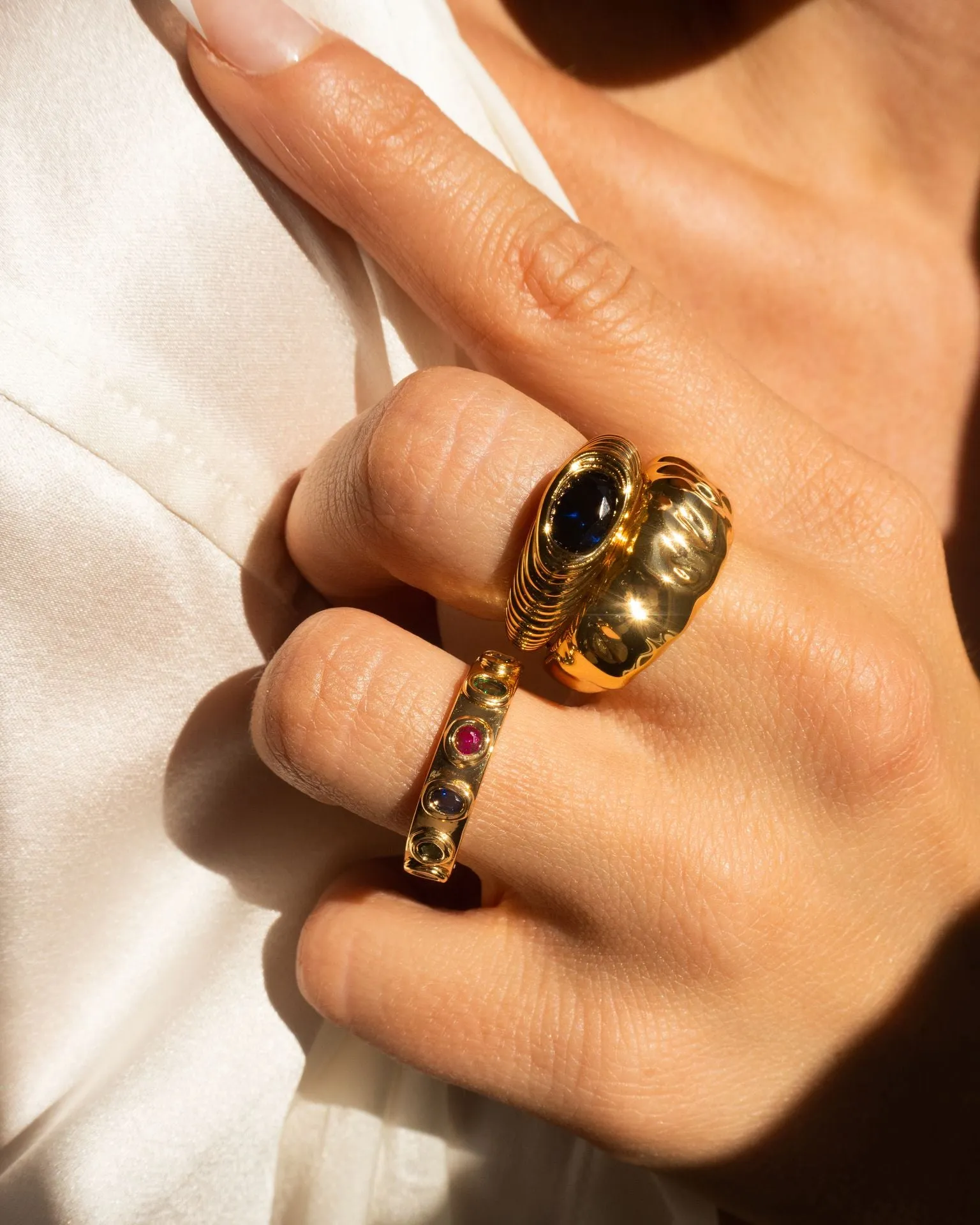 Luv AJ  The Hammered Ridged Band Ring Gold Shoes_Luv-Aj-Jewellery