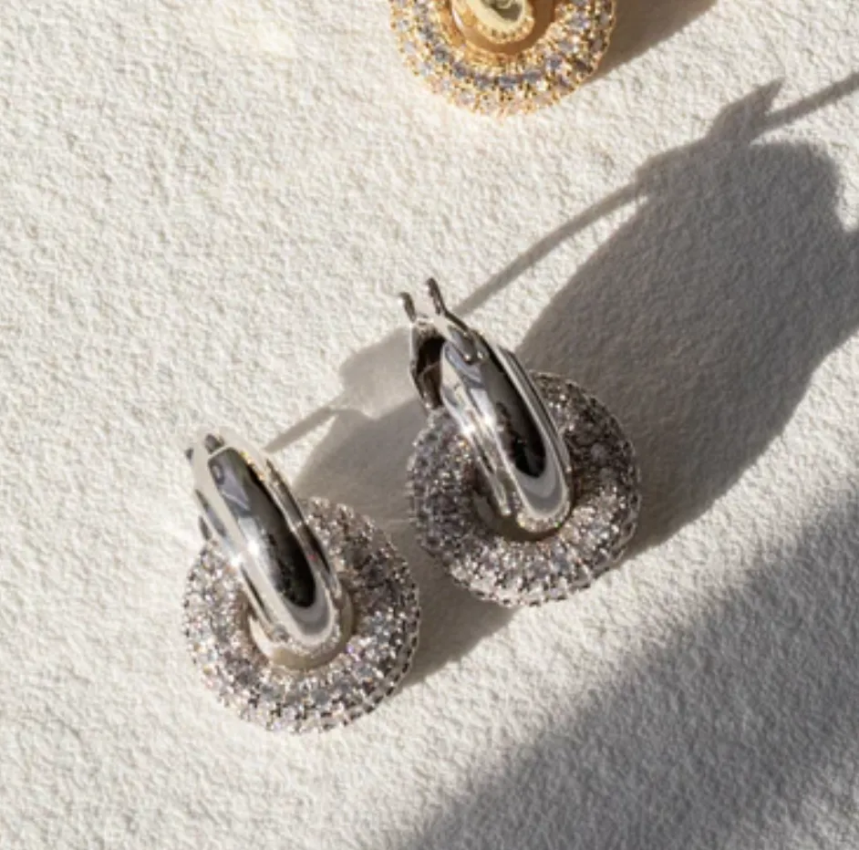 Luv AJ - The Pave Interlock Hoops Silver Shoes_Luv-Aj-Jewellery