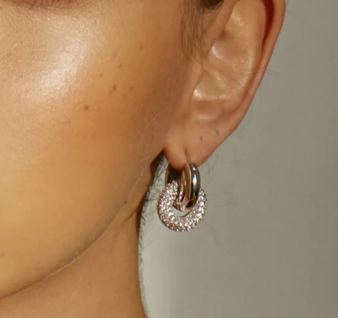 Luv AJ - The Pave Interlock Hoops Silver Shoes_Luv-Aj-Jewellery