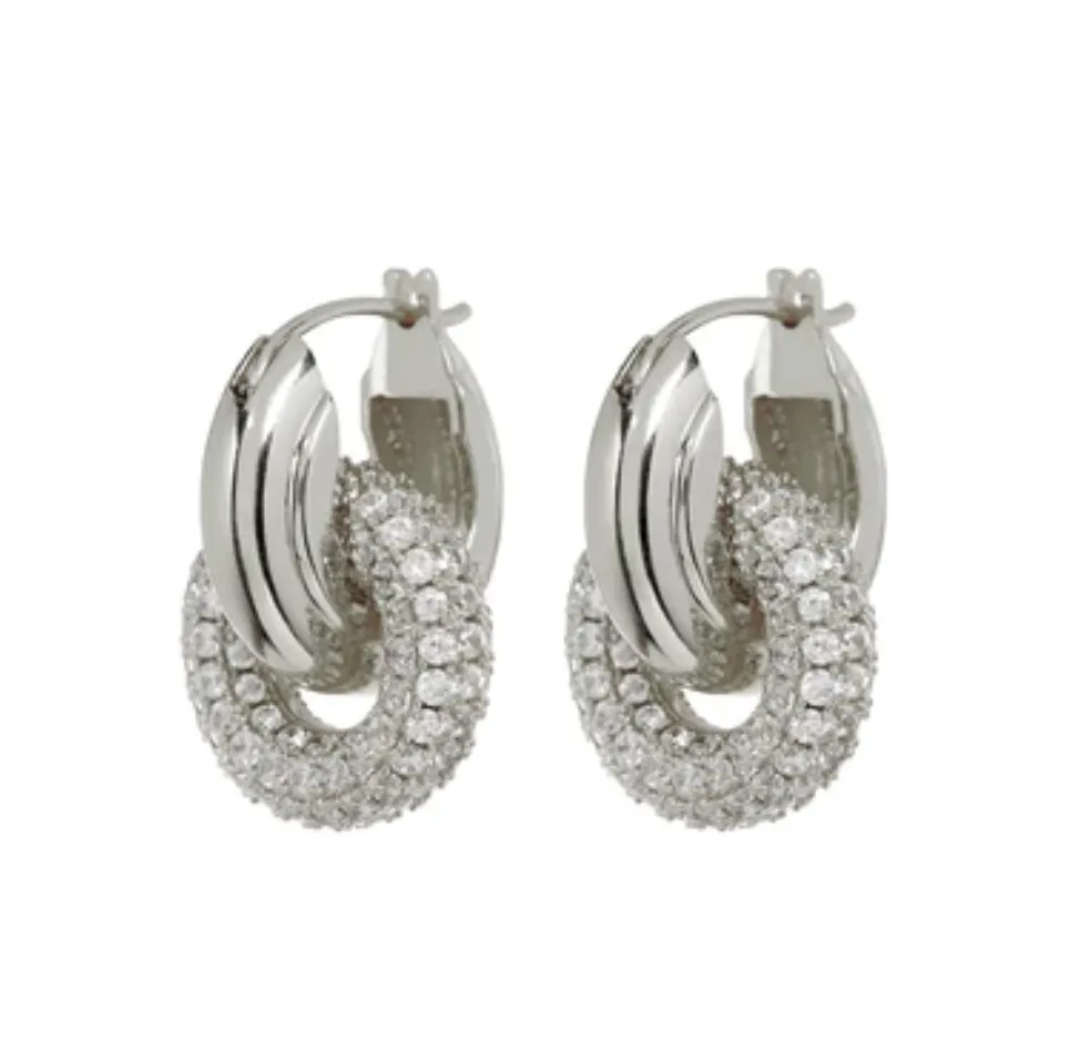 Luv AJ - The Pave Interlock Hoops Silver Shoes_Luv-Aj-Jewellery