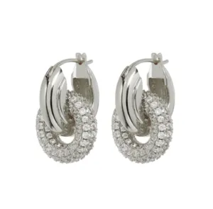 Luv AJ - The Pave Interlock Hoops Silver Shoes_Luv-Aj-Jewellery