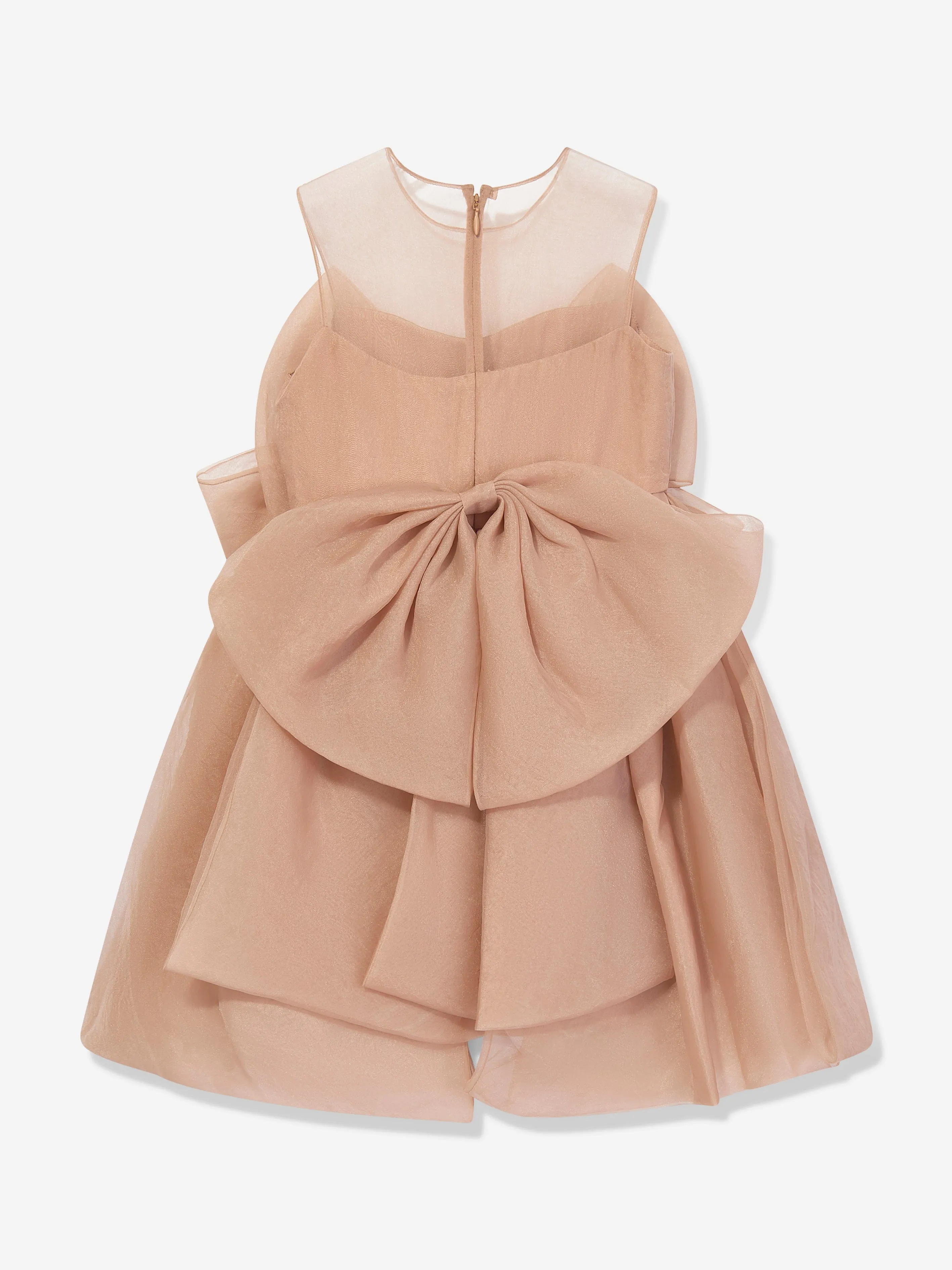 Maison Ava Girls Linette Ruffle Bow Dress in Pink