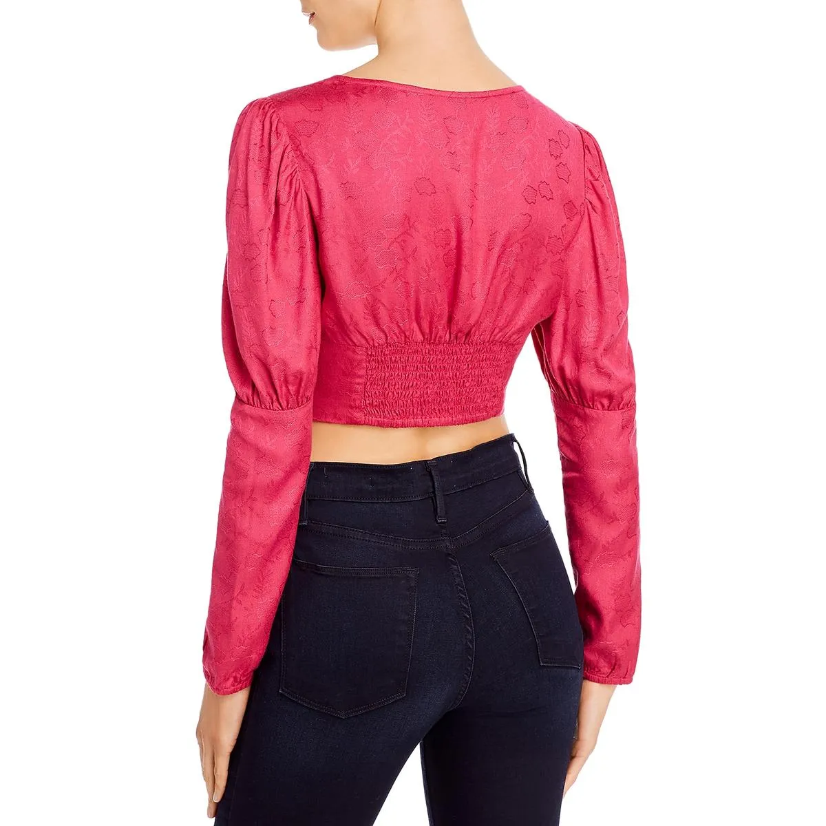 Medina Chloe Womens Embroidered Square Neck Crop Top