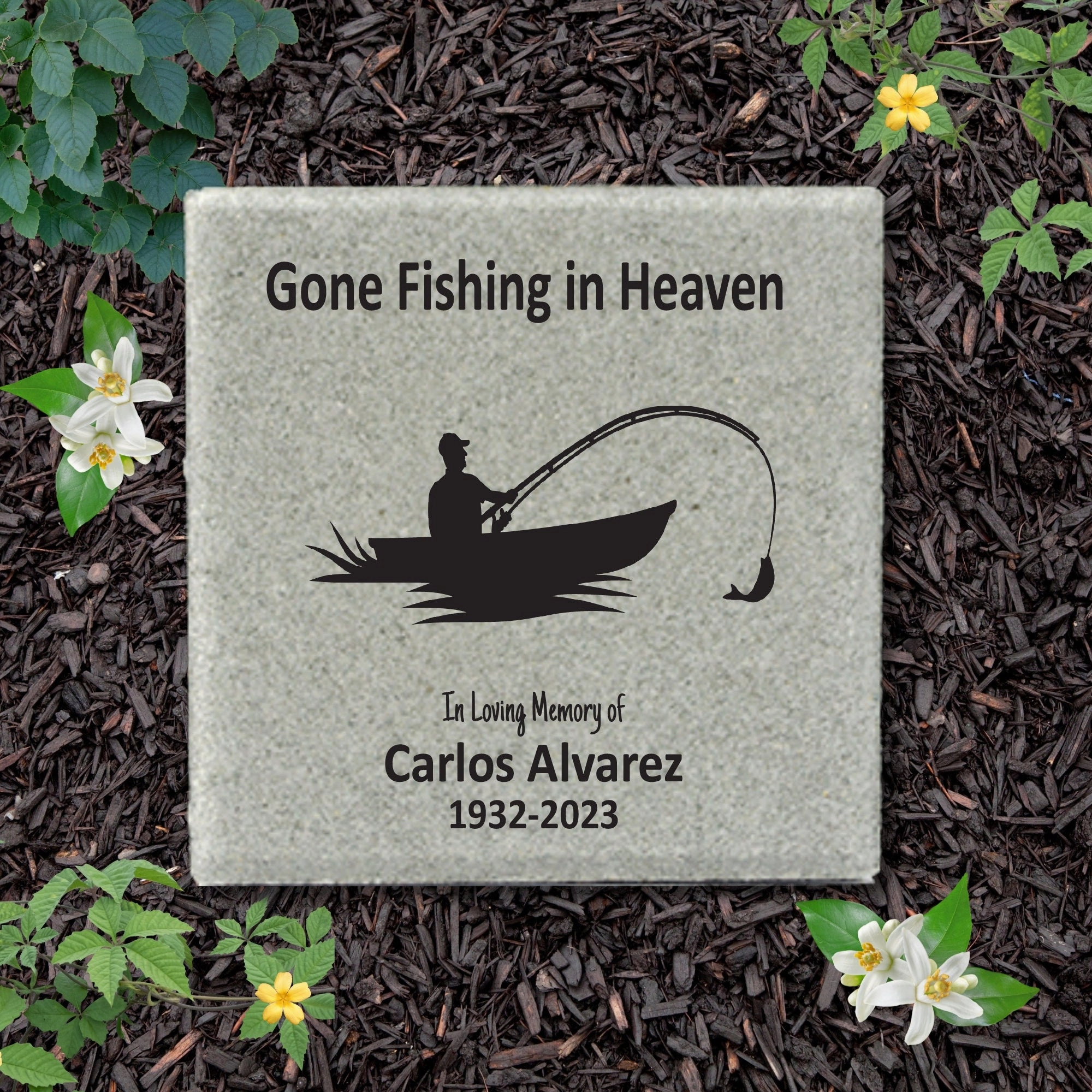 Memorial Stone - 12x12 - Gone Fishing