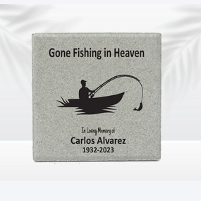 Memorial Stone - 12x12 - Gone Fishing show poultry,grooming poultry