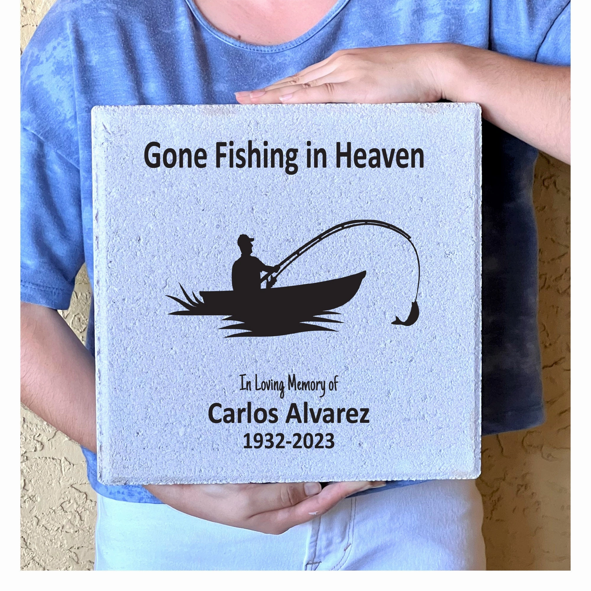 Memorial Stone - 12x12 - Gone Fishing