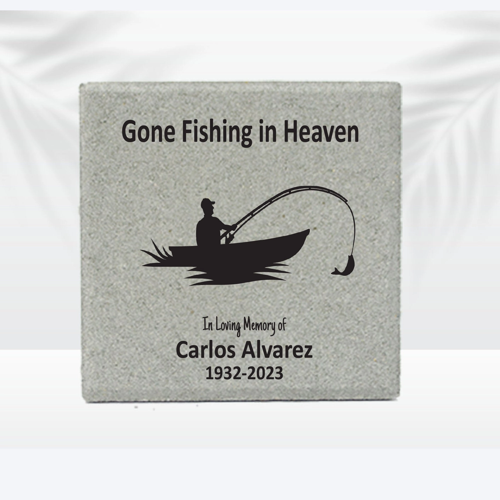 Memorial Stone - 12x12 - Gone Fishing show poultry,grooming poultry