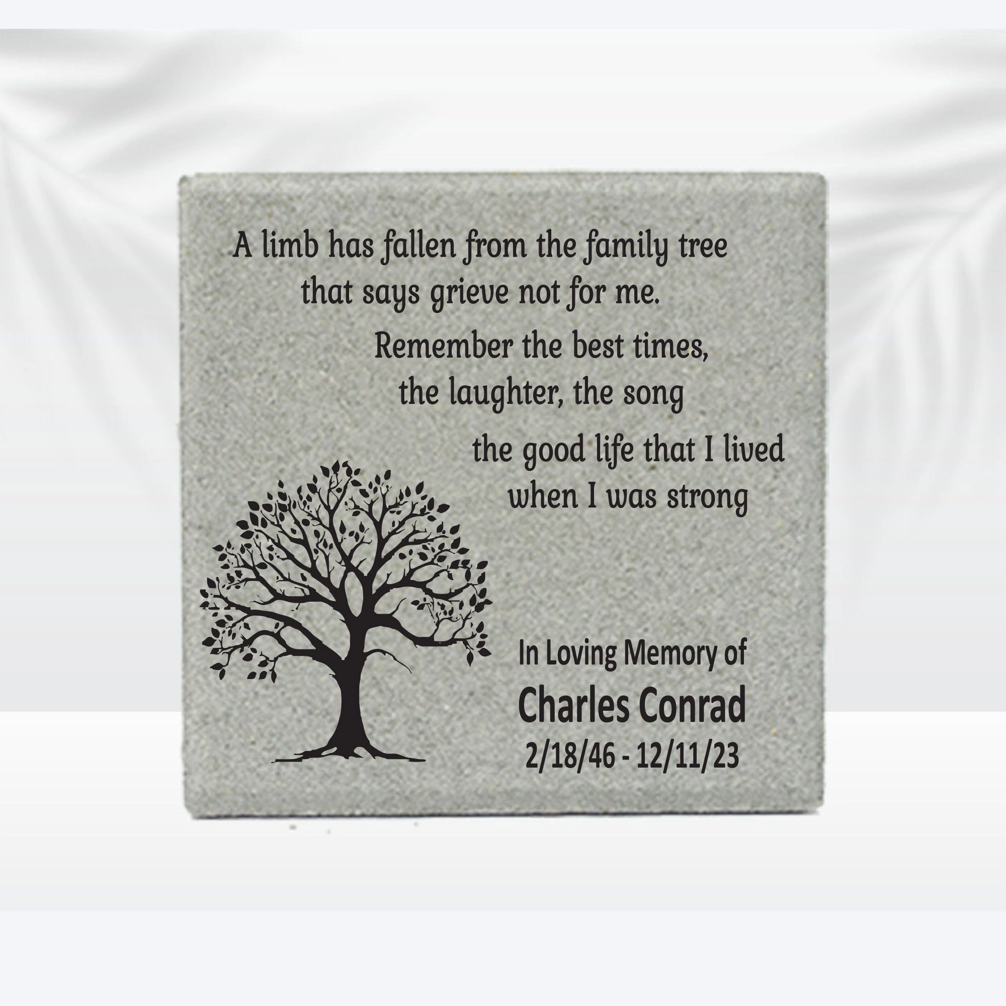 Memorial Stone - 12x12 Family Memorial Gift - Garden Stone show poultry,grooming poultry