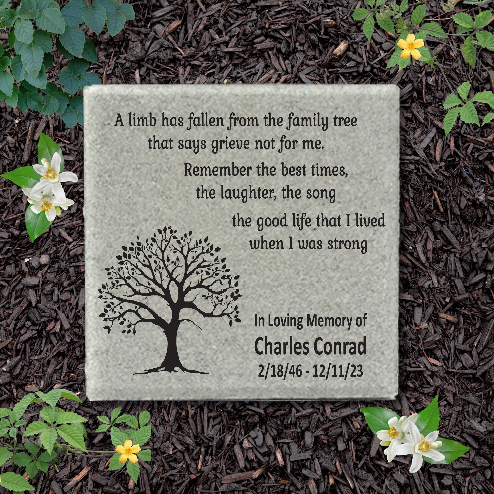 Memorial Stone - 12x12 Family Memorial Gift - Garden Stone