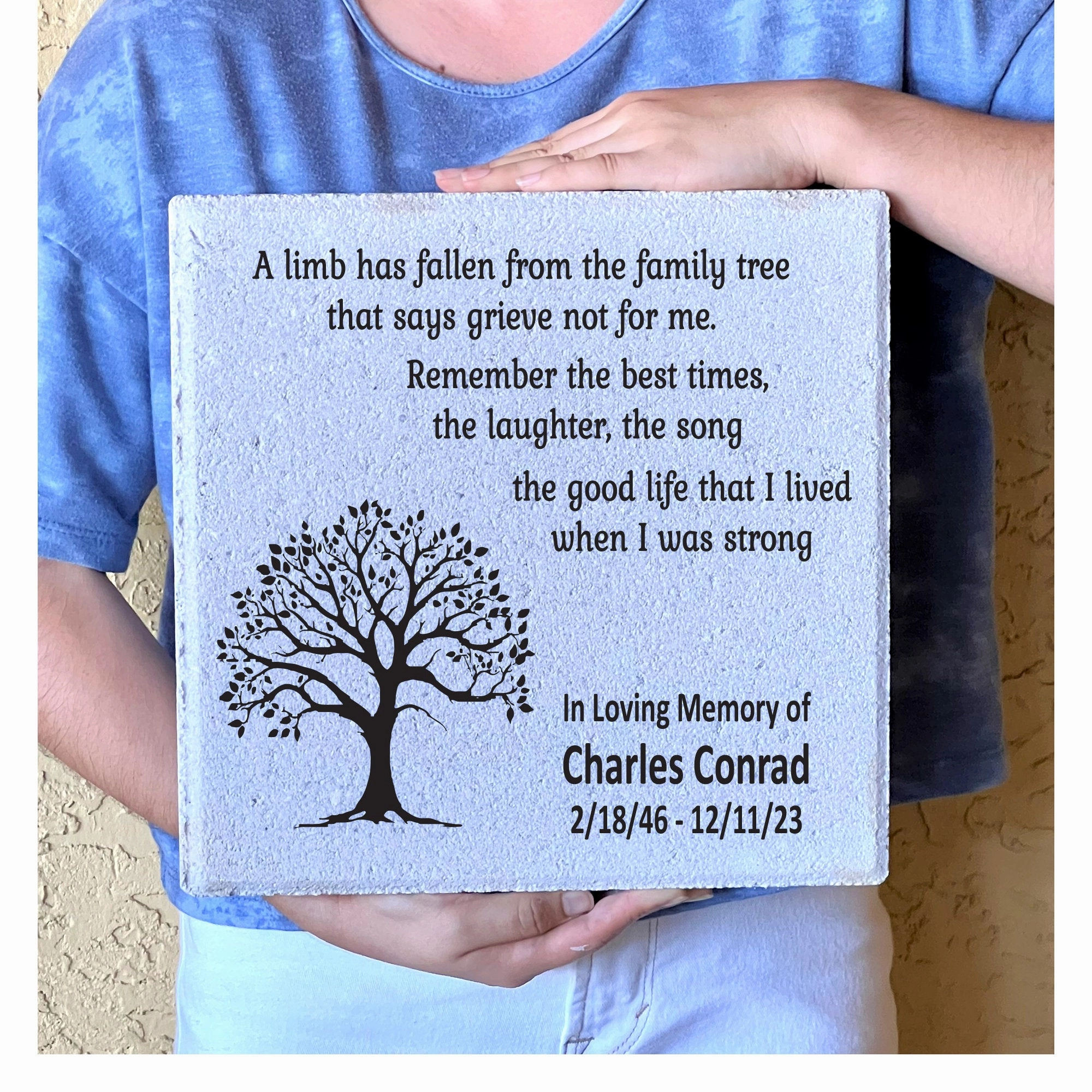 Memorial Stone - 12x12 Family Memorial Gift - Garden Stone