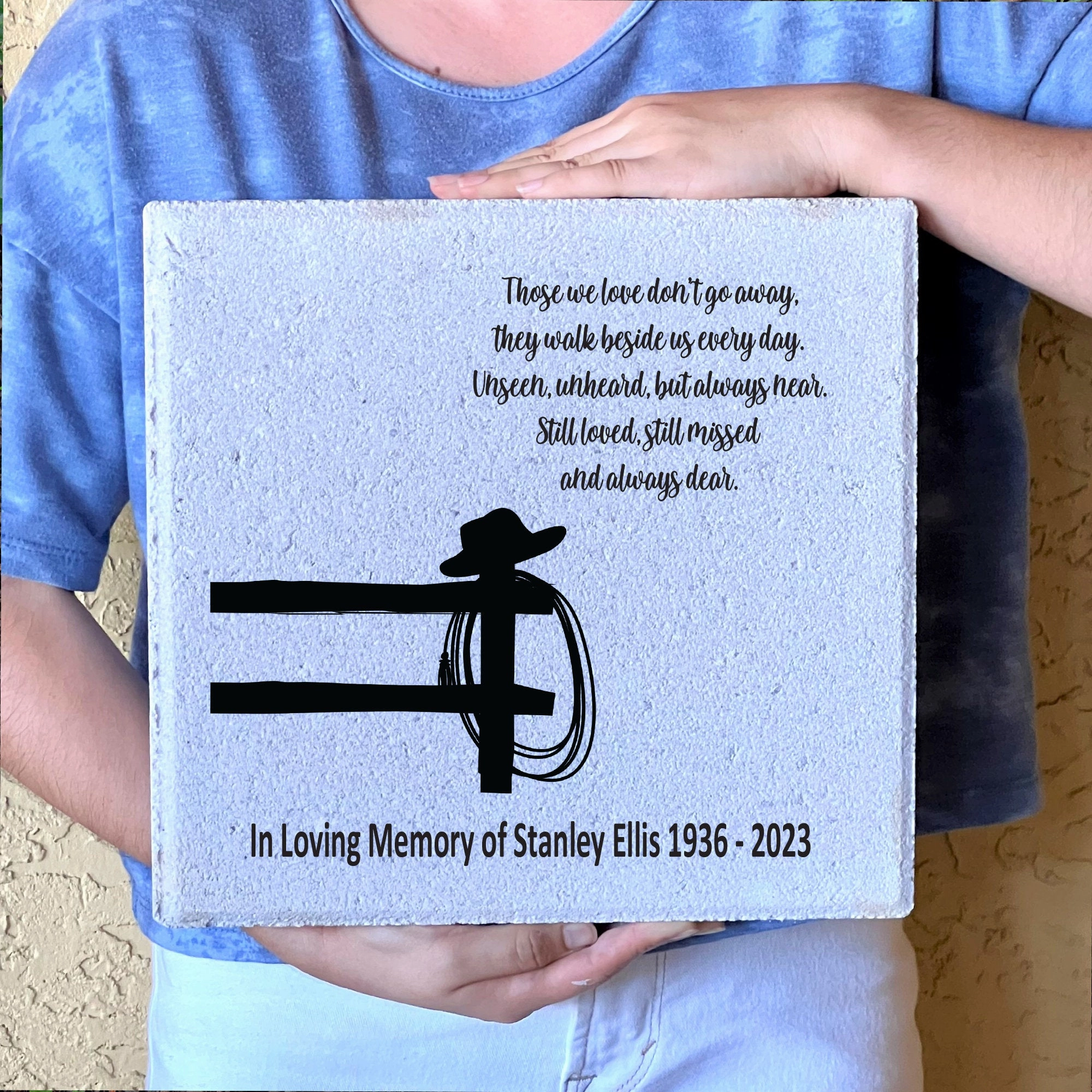 Memorial Stone - Cowboy Memorial - Custom Memorial Gift