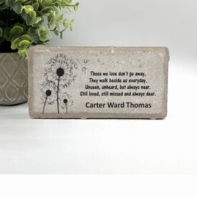 Memorial Stone - Dandelions - Those we love don't go away... show poultry,grooming poultry