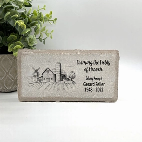 Memorial Stone - Farmer Memorial Gift - "Farming the Fields of Heaven" show poultry,grooming poultry