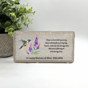 Memorial Stone - Hummingbird with Flowers - Those we love don't go away...