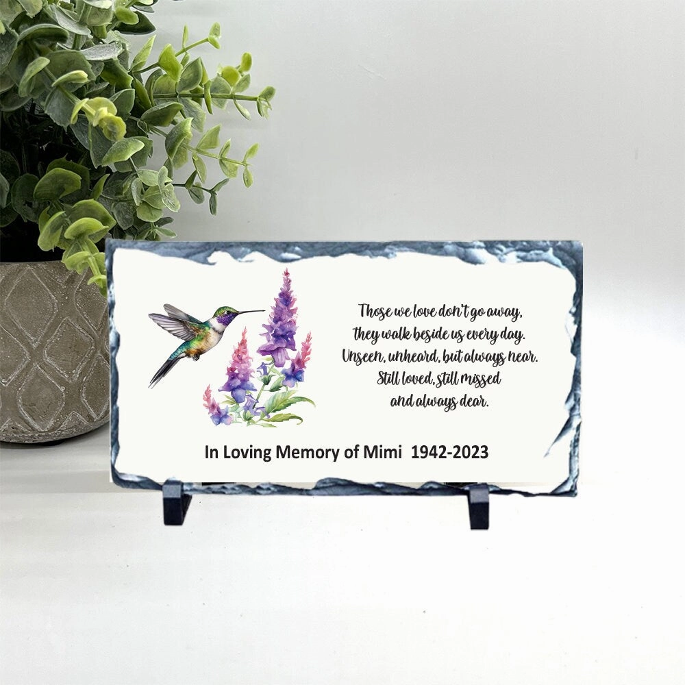 Memorial Stone - Hummingbird with Flowers - Those we love don't go away...
