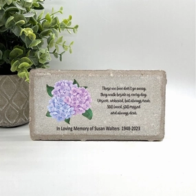 Memorial Stone - Hydrangeas - Those we love don't go away...