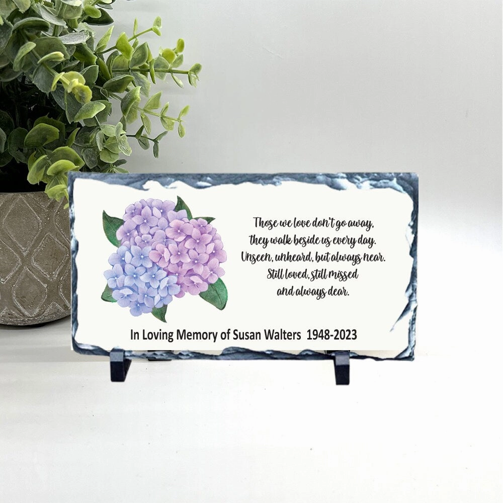 Memorial Stone - Hydrangeas - Those we love don't go away...
