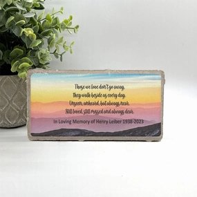 Memorial Stone - Mountains at sunset show poultry,grooming poultry