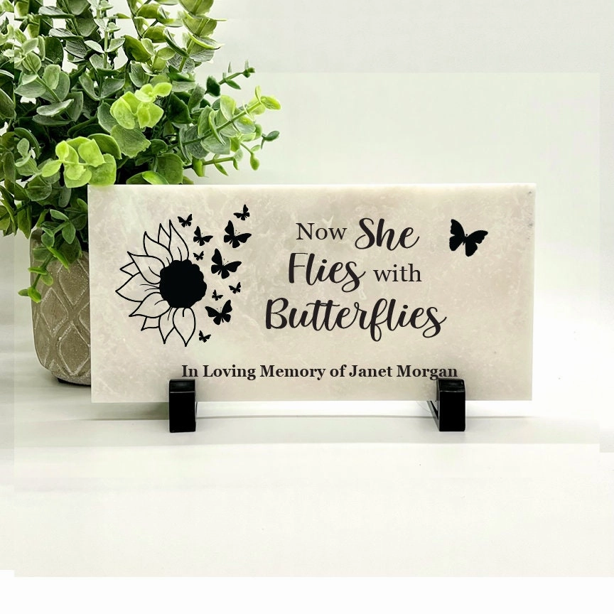 Memorial Stone - Now she flies with Butterflies