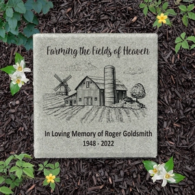 Memorial Stone - Personalized 12x12 Memorial - Farming the Fields of Heaven