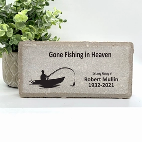Memorial Stone - "Gone Fishing in Heaven" - Fisherman Memorial Gift show poultry,grooming poultry
