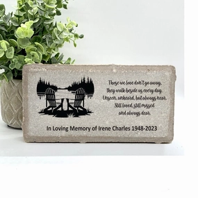 Memorial Stone - Sympathy Gift Bereavement Gift Funeral Gift - Adirondack chairs at lake Memorial - Condolence Gift - Custom Memorial Gift show poultry,grooming poultry