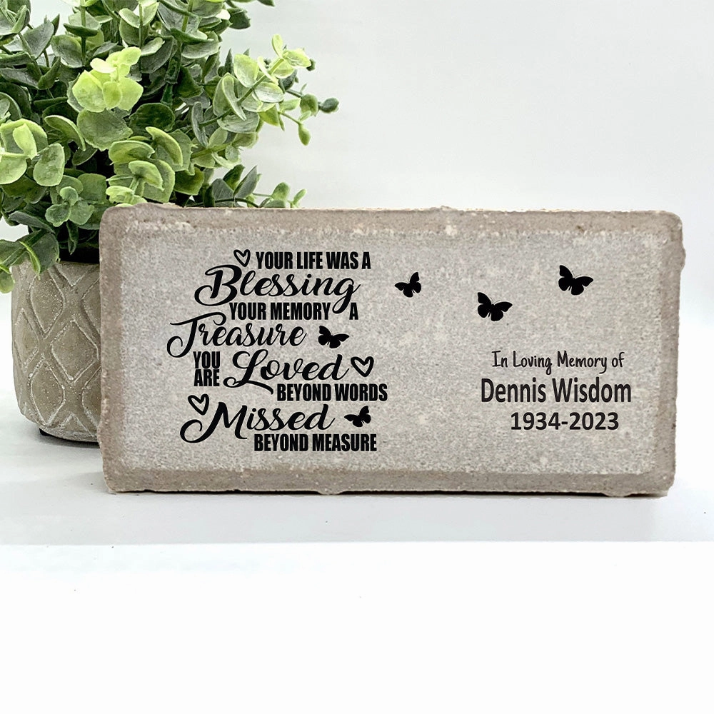 Memorial Stone - Sympathy Gift  Bereavement Gift  Funeral Gift - Feather Memorial -In Memory of -Custom Memorial Gift - Butterfly Memorial