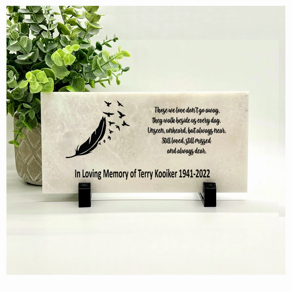 Memorial Stone - Sympathy Gift  Bereavement Gift  Funeral Gift - Feather Memorial -In Memory of -Custom Memorial Gift - Feather with birds