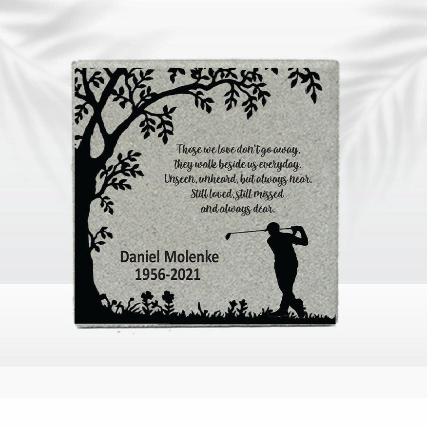 Memorial Stone - Sympathy Gift  Bereavement Gift  Funeral Gift - Golfer Memorial - Condolence Gift - Custom Memorial Gift -12x12 Memorial