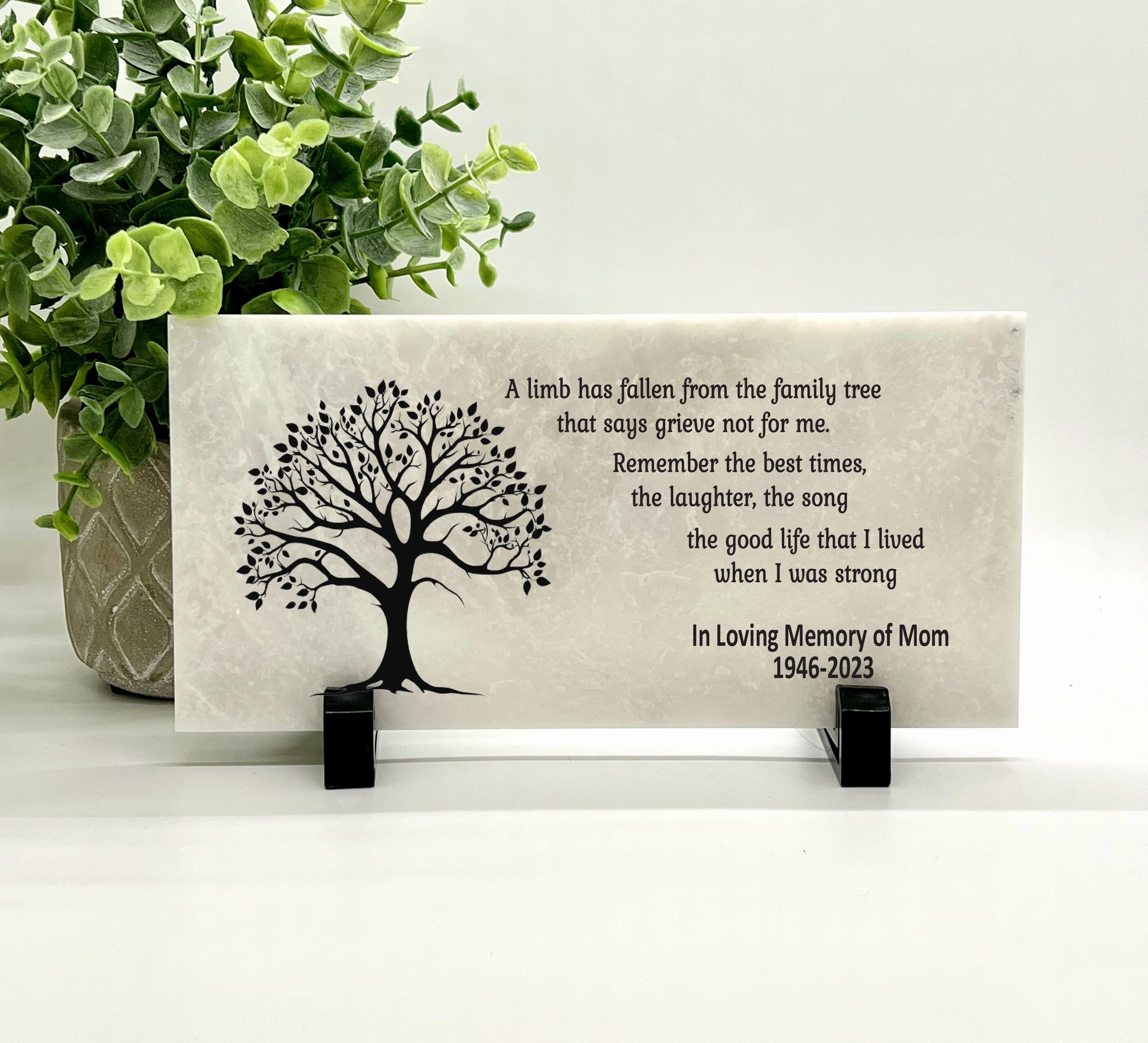 Memorial Stone - Sympathy Gift  Bereavement Gift  Funeral Gift - limb has fallen - Family Tree -  Condolence Gift - Custom Memorial Gift