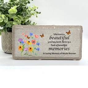 Memorial Stone - Sympathy Gift  Bereavement Gift  Funeral Gift - Wild flower Memorial - Condolence Gift - Custom Memorial Gift - Butterfly show poultry,grooming poultry