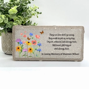 Memorial Stone - Sympathy Gift  Bereavement Gift  Funeral Gift - Wild flowers Memorial - Condolence Gift - Custom Memorial Gift - Butterfly show poultry,grooming poultry