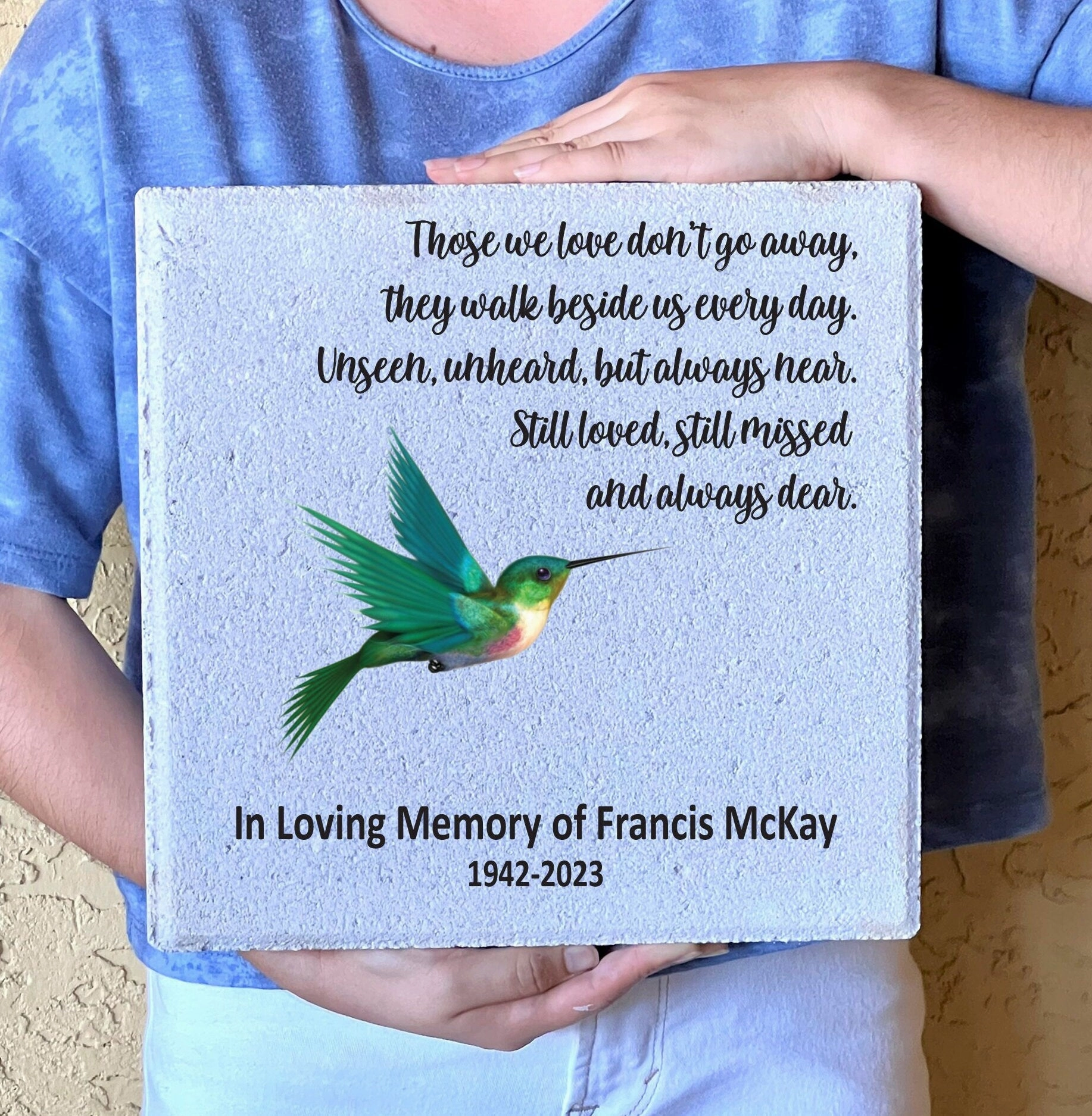 Memorial Stone, Personalized 12x12 Hummingbird Memorial