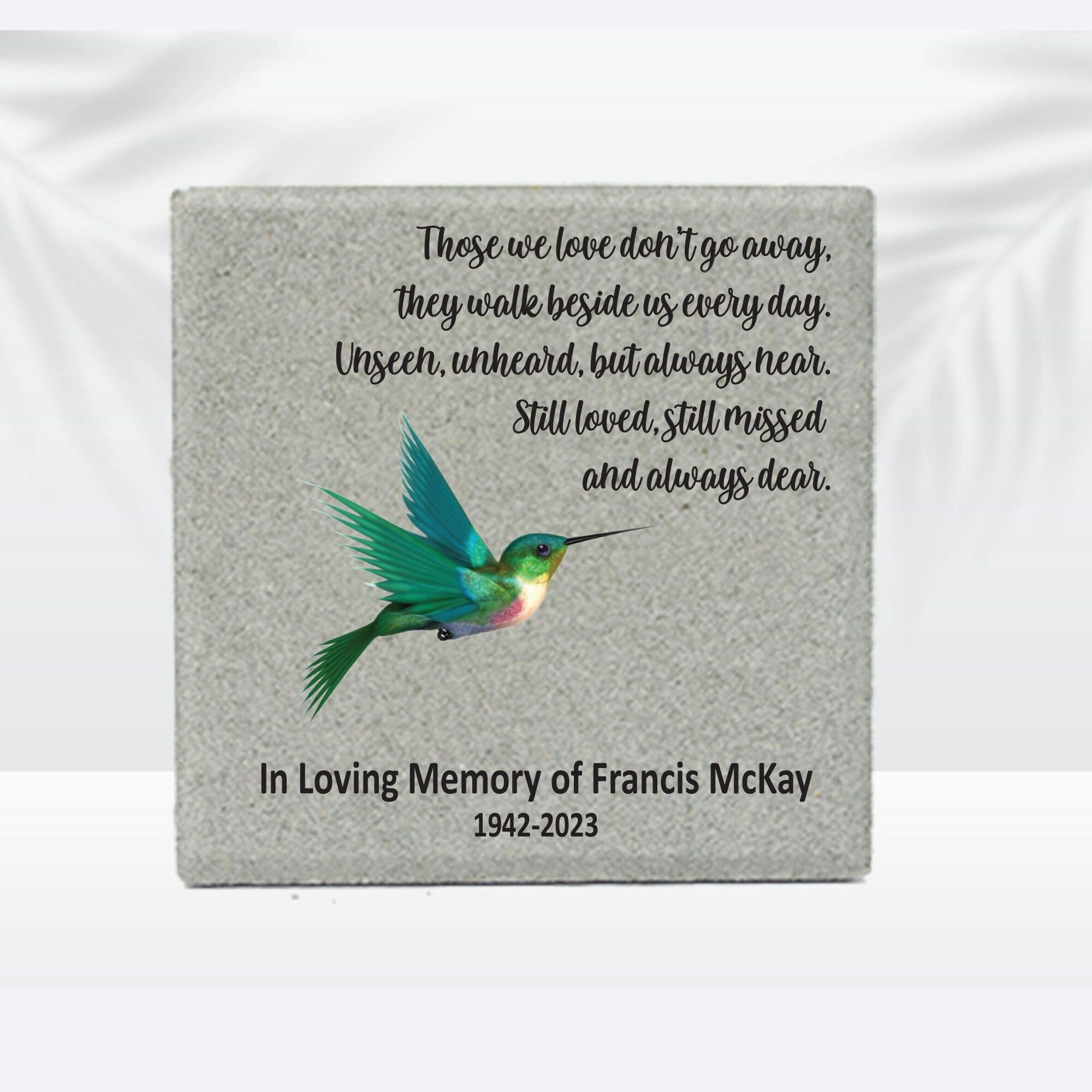 Memorial Stone, Personalized 12x12 Hummingbird Memorial