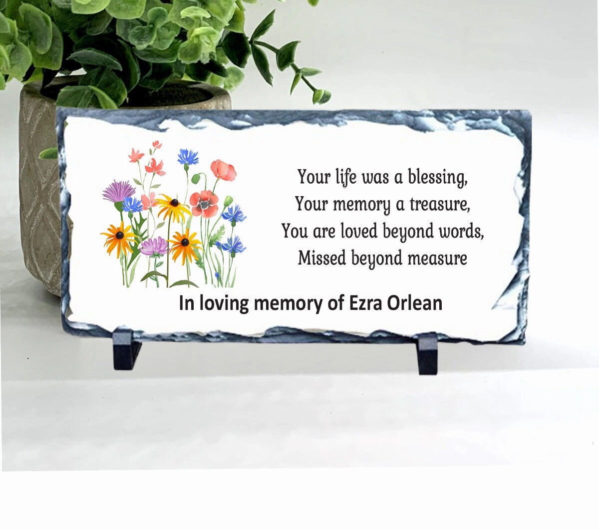 Memorial Stone, Sympathy Gift, Bereavement Gift, Funeral Gift, Wildflowers Memorial, Condolence Gift, Custom Memorial Gift