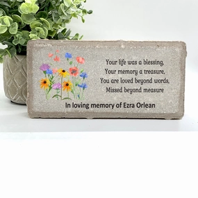 Memorial Stone, Sympathy Gift, Bereavement Gift, Funeral Gift, Wildflowers Memorial, Condolence Gift, Custom Memorial Gift show poultry,grooming poultry