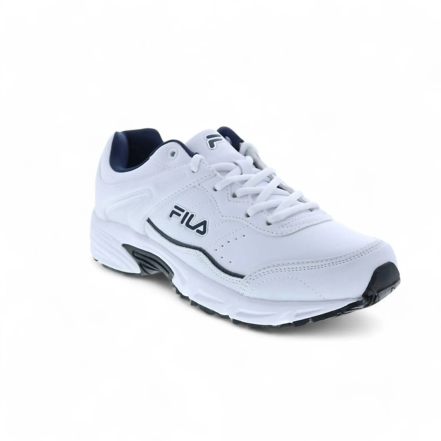 Men's Memory Sportland Running Shoe In White/fila Navy/metallic Silver ecco Shoes